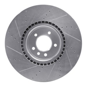 Land Rover Defender 90 Brake Rotor (1) - Front Left - R1 Concepts - Drilled & Slotted - Silver - `18-`25